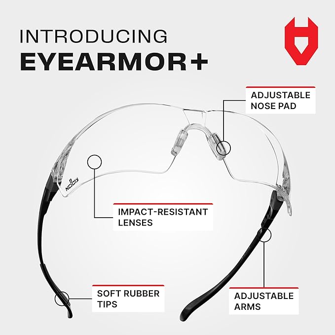 NoCry Clear Shooting Glasses for Men with Anti-Fog and Scratch Resistant Wraparound Lenses — ANSI Z87 Protective Eyewear with Adjustable Temples & Nose Pad — 100% UV Eye Protection