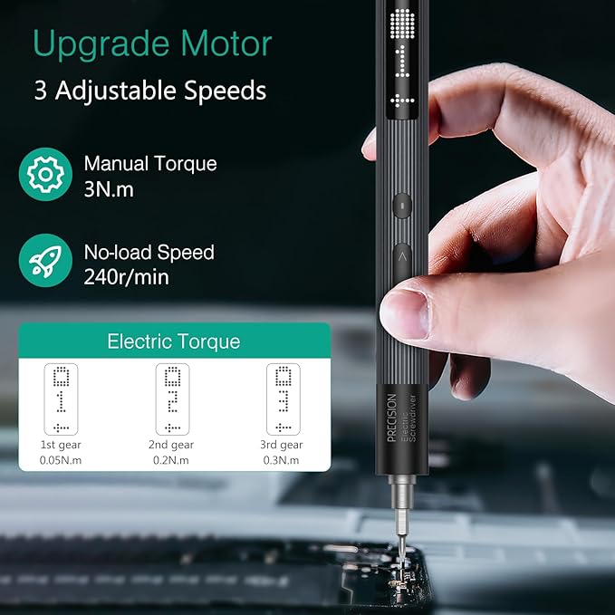ORIA Electric Screwdriver Set, 50 in 1 Precision Screwdriver Set, Rechargeable Power Repair Tool Kit with 40 Bits, Power Display, 3 Adjustable Torque, LED Lights, Magnetizer for Phone Camera Watch