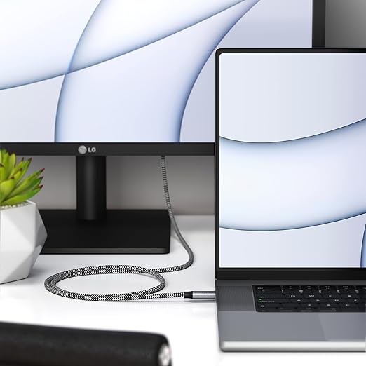 Satechi USB C to USB C 4.0 Pro Cable, 140W Power Delivery, 8K Resolution @ 60Hz, 4K @ 120Hz Single or 4K @ 60Hz Dual Display, 40Gbps Data Transfer, Downward Compatible to 2.0 USBC Devices (30in/80cm)