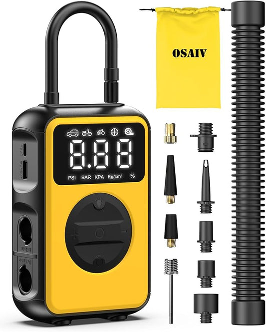 Tire Inflator Portable Air Compressor, 150PSI Cordless Tire Pump & 4.0 kPa Air Pump For Car, Sedans, Bicycle Tires, Air Mattresses and Inflatables