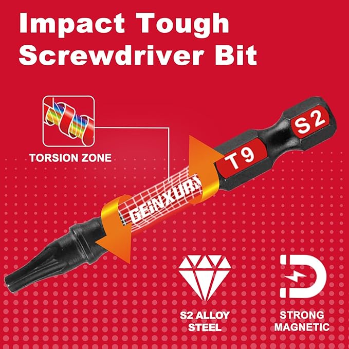 90 Pieces Torx Impact Screwdriver Bits Set with Colorful Boxes, 2" Magnetic T7-T40 S2 Steel Multi Driver Bits with Box