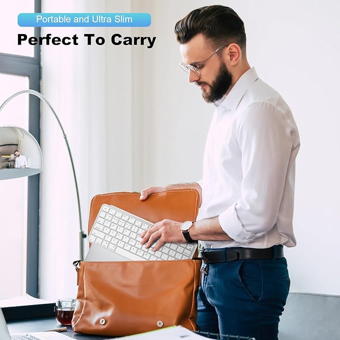 5 in 1 Aluminum Keyboard and Mouse for Mac Wireless Keyboards Bluetooth Rechargeable Mouse Compatible with iMac MacBook iPad and All MacOS iOS Windows Android Devices