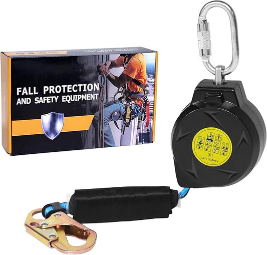 11FT Self Retracting Lifeline Fall Protection Retractable Lanyard, Fall Arrest Safety Yoyo for Construction Industrial - OSHA/ANSI Compliant (Small Hook)