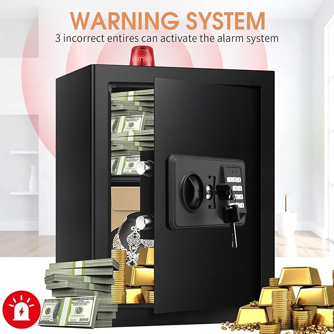 3.3 Cuft Safes for Home Use Fire and Water proof, Fire Safe Box, Money Safes With Digital Keypad & Removable Shelf and Led Light, Fireproof Box for Home Money Documents Valuables