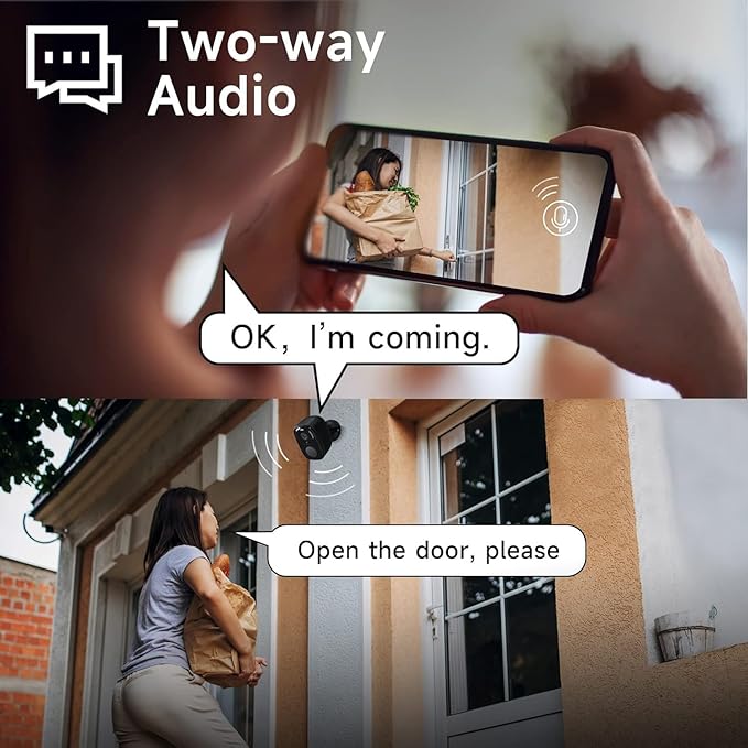 Rraycom 3-Pack 2K Wireless Outdoor/Indoor Security Cameras with Motion Detection, Siren Alarm, 2-Way Talk, Color Night Vision, IP65 Waterproof, Black