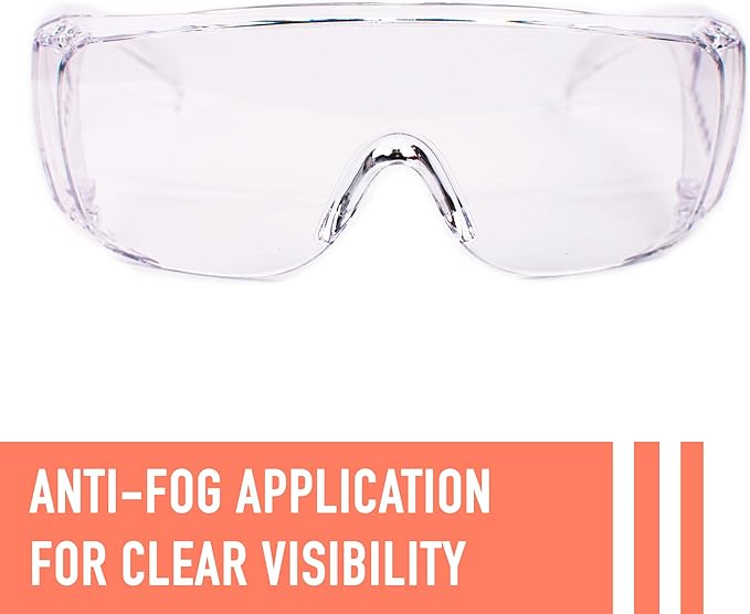 Aqulius Safety Glasses Over Eyeglasses - 3 Pack, OTG Style - Anti-Fog & Scratch-Resistant Safety Goggles Over Glasses Fit Over Prescription Eyewear