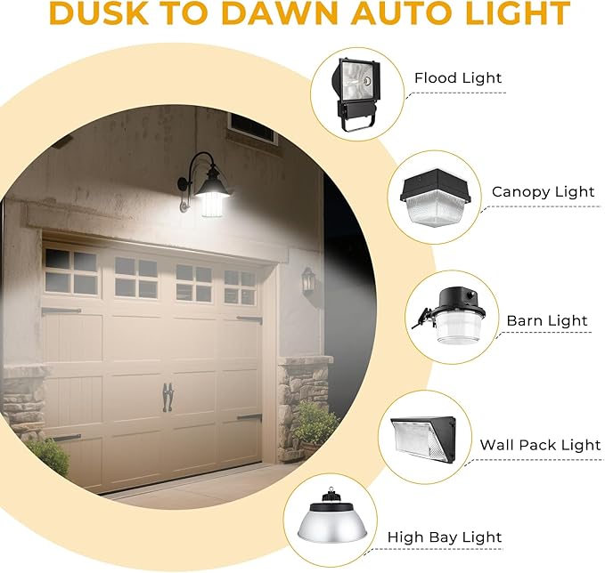 2 Pack Dusk to Dawn LED Corn Light Bulbs 100W(Equivalent 1000W), E26/E39 Base, 14,000LM 5000K Daylight, Auto On/Off Photocell Sensor, Outdoor LED Light Bulbs for Porch Garage Yard Security
