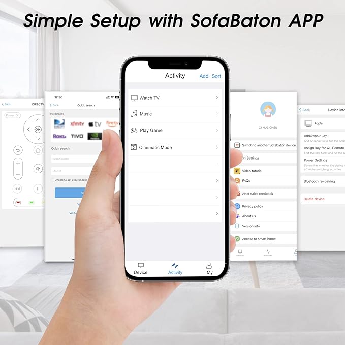 SofaBaton X1 Universal Remote, All-in-One Smart Universal Remote Control with Hub and App, Control Up to 60 IR/Bluetooth/WiFi Devices, Customize Activities