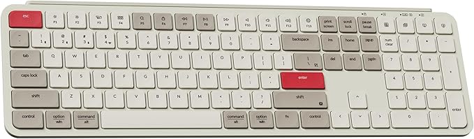 Keychron B6 Pro Full-Size Ultra-Slim Wireless ZMK Custom Keyboard, Triple-Mode 2.4 G/Bluetooth 5.2/Wired Programmable, Lightweight Quiet Key with Numeric Keypad for Mac/Windows, Retro Red