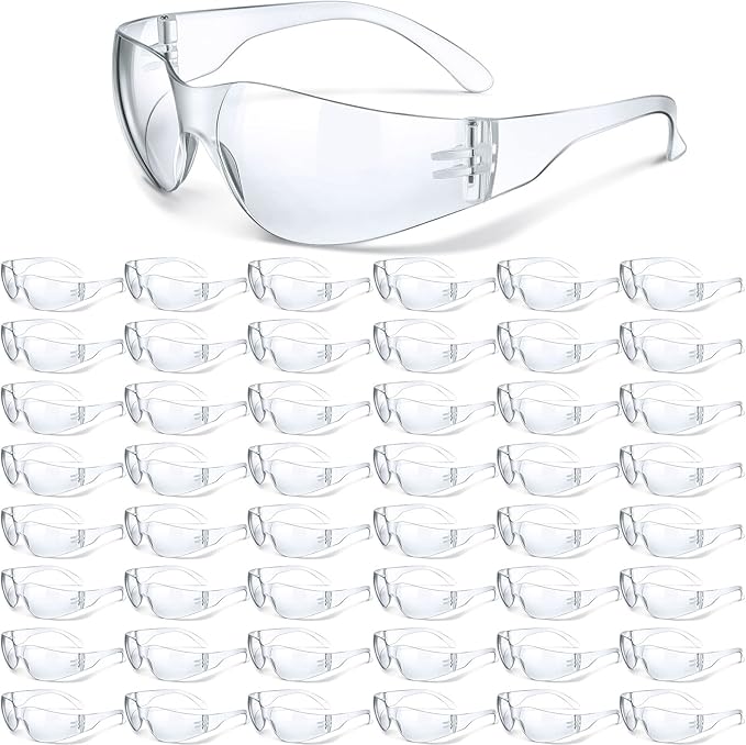 Weewooday 48 Pcs Safety Glasses One Size Safety Eyewear Eye Protection Goggles with Clear Protective Lens for Work Lab