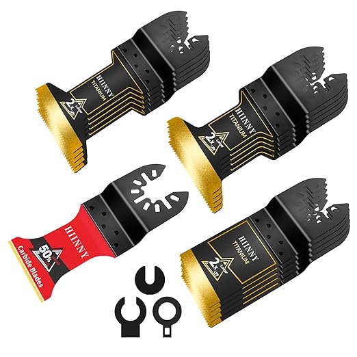 16PCS Titanium and Carbide Oscillating Tool Blades, Heary Duty for Hard Material,Professional Universal Oscillating Saw Blades Multitool Blades Kits for Metal Wood Dewalt Milwaukee Ryobi Fein