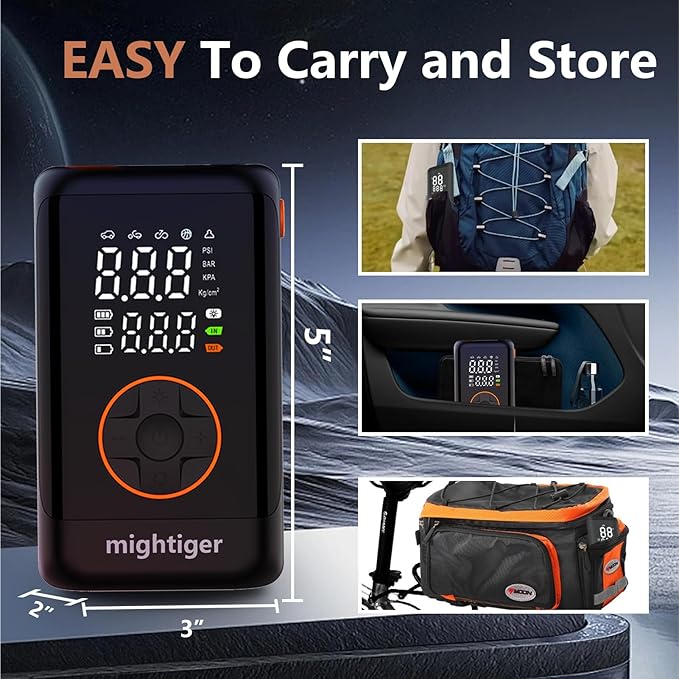 Tire Inflator Portable with Air Release Valve Mini Air Compressor Cordless with Cigarette Lighter with Digital Pressure Gauge can Preset Tire Pressure Auto Shut off SOS Light 150PSI for Cars