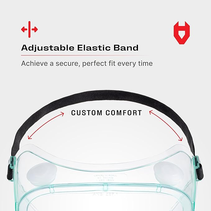 NoCry Protective Safety Lab Goggles Over Glasses with Anti-Fog Coating, Clear Scratch-Resistant Lenses, 100% UV Protection, Universal Fit, Vented, ANSI Z87.1 Rated Safety Goggles for Men and Women