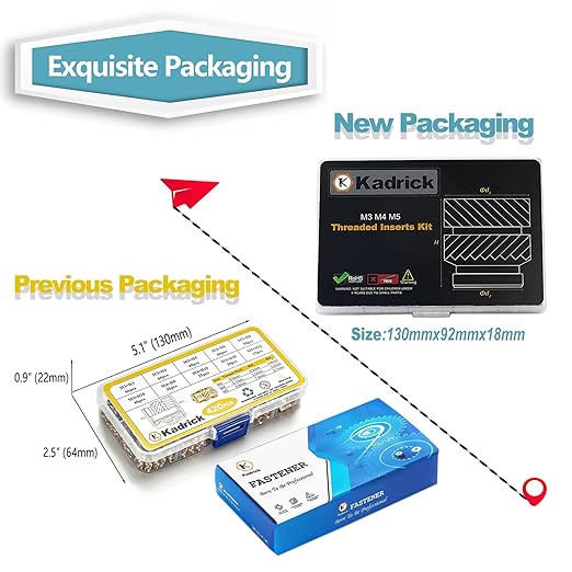 Kadrick 420Pcs M3 M4 M5 Threaded Inserts Assortment Kit for 3D Printing Components, Metric Brass Knurled Nuts, Insert by Heat into Plastic Parts