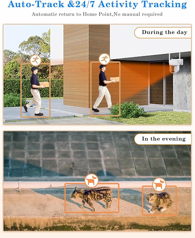 Security Camera System Outdoor Wireless for Home, ZHXINSD Dual Lens 6MP 10X Hybrid Zoom 360° Auto-Track 4 Cameras Set with 12.5" Monitor, 2.4/5G 10CH 4K NVR 24/7 Record Two-Way Audio Indoor 1TB HDD