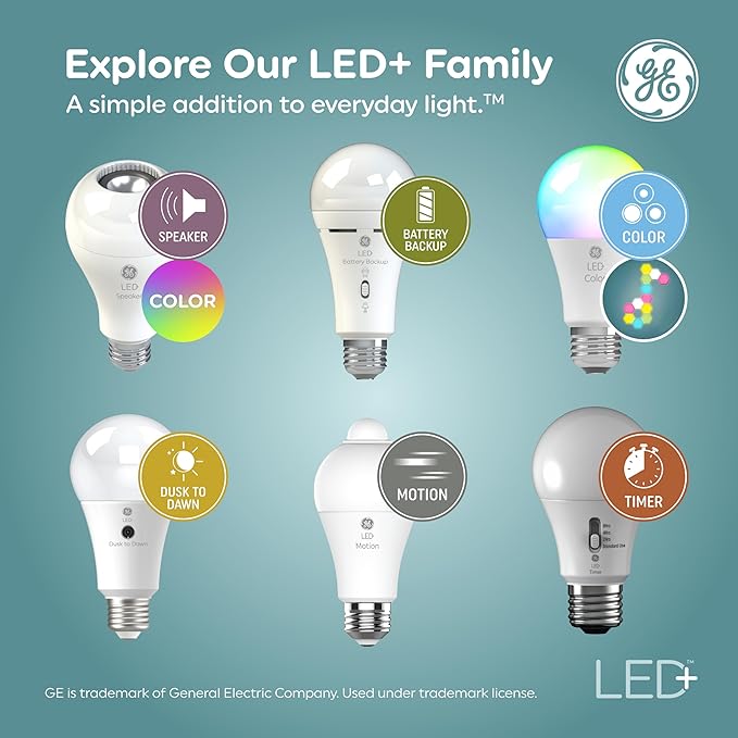 GE LED+ Color Changing LED Light Bulbs with Remote, BR30 Indoor Multicolor Floodlights, College Dorm Light, Dorm Room Essentials, 8.5W (3 Pack)