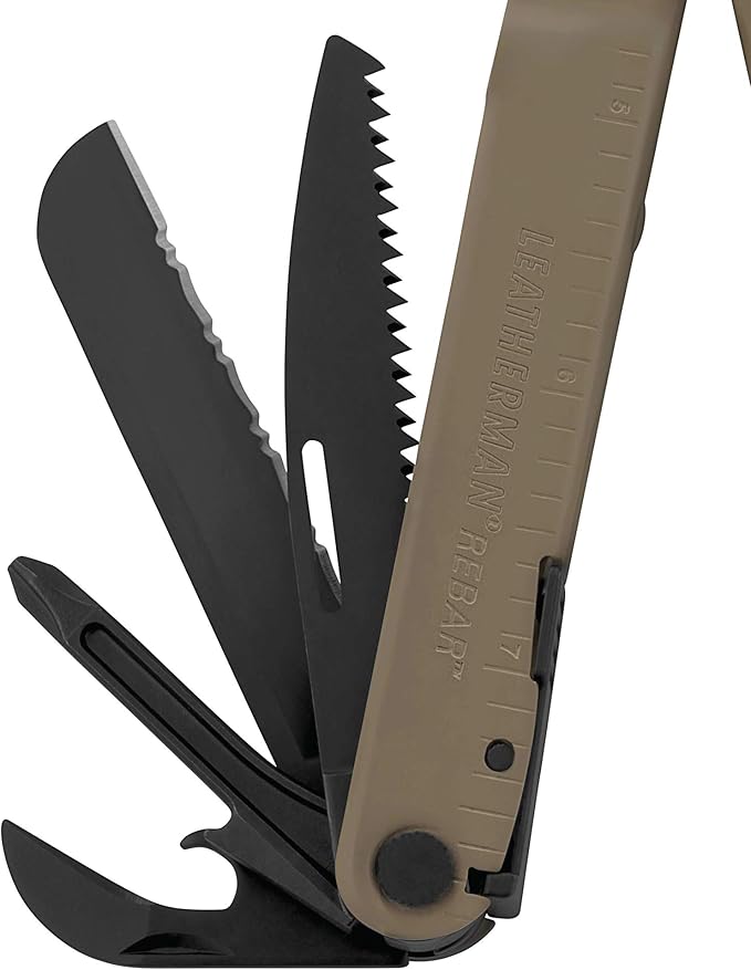 LEATHERMAN, Rebar Multitool with Premium Replaceable Wire Cutters and Saw, Coyote Tan
