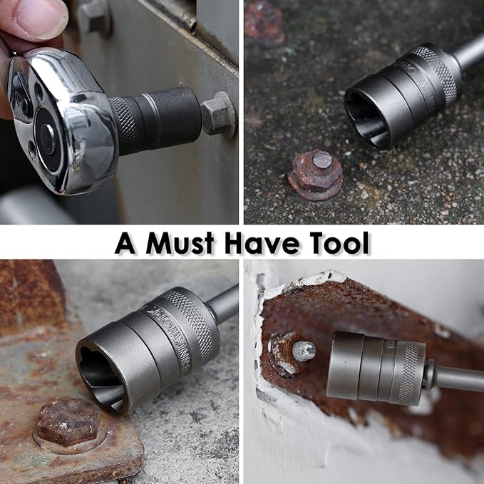 THINKWORK Bolt Extractor Kit, 32-Piece Nut Extractor Socket Set, 1/4" & 3/8" Drive Rounded Bolt Remover, Lug Nut Removal Tool for Damaged, Rusted, Rounded-Off, Stripped Fasteners
