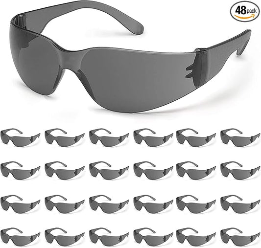 ATERET 24 Pairs Safety Glasses, Scratch and Impact Resistant, Polycarbonate ANSI Z87.1 Lens, Protective Eyewear for Lab, Industrial, Carpentry, Shooting (Grey)