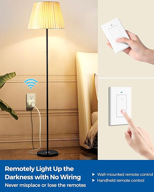 Remote Control Outlet Plug, WILAWELS Wireless Light Switch, On Off Remote Switch Outlet for Lights, Lamps, Home Appliance, 100ft RF Range, No Wiring, FCC Listed (2 Remotes + 1 Outlet) W05RC2106