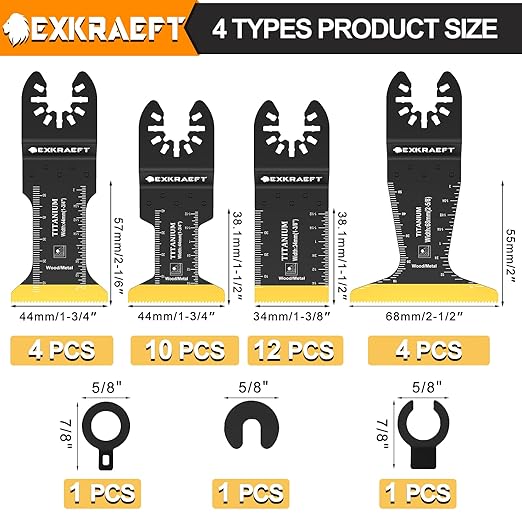 30 PCS Oscillating Tool Blade, Universal Titanium Multi Tool Blades for Metal Nails Wood Plastic and Hard Material, Oscillating Saw Blades Fit Dewalt Milwaukee Ryobi Rockwell Fein