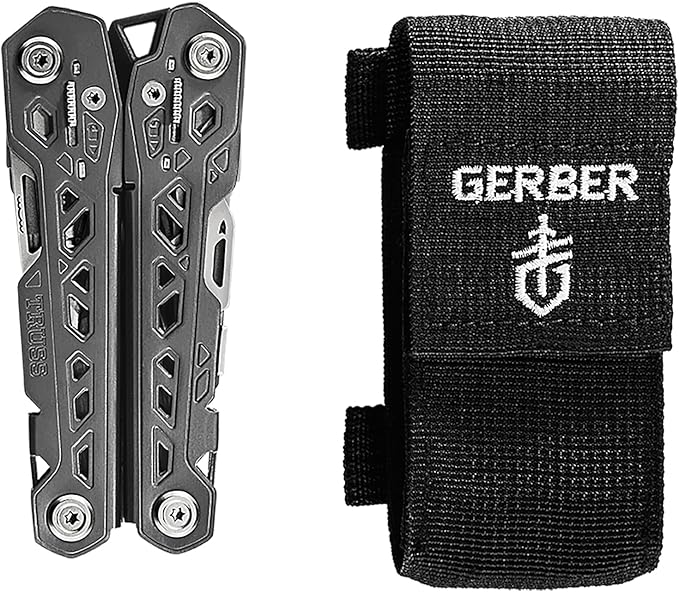Gerber Gear Truss 17-in-1 EDC Needle Nose Pliers Multi tool - includes Pocket Knife, Screwdriver, and Bottle Opener Accessories - Gifts for Men, Fishing and Camping Gear - Gray with Standard Sheath