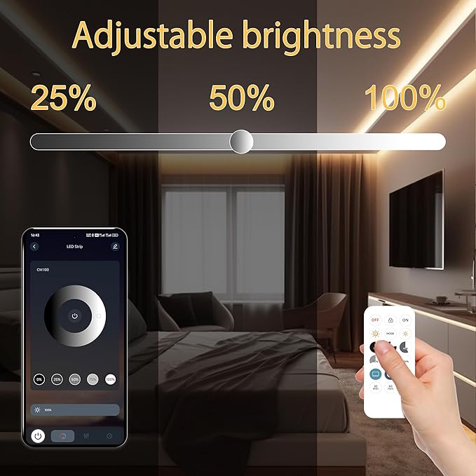 COB LED Strip Lights with RF Remote, 24V 32.8ft Warm White Dimmable LED Light Strips, High Bright 2700K LED Lights with Power Supply for Room, Kitchen, DIY Home Decoration