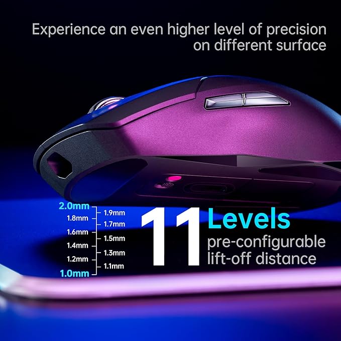 Rapoo VT9Pro Wireless Gaming Mouse - Esports Grade Performance Gaming Mice, PAW 3398 Sensor, 26000 DPI, 1ms Response Time, 68g Lightweight, 10 Programmable Buttons, Long Battery Life, Black