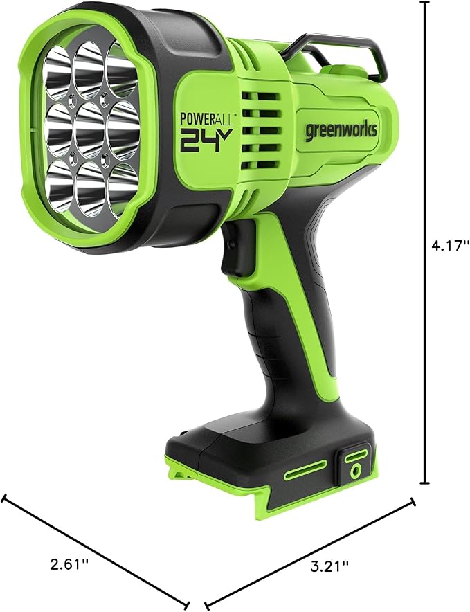 Greenworks 24V LED Spot Light, 3000 Lumen Handheld Flashlight, Variable Brightness Spotlight, Tool Only
