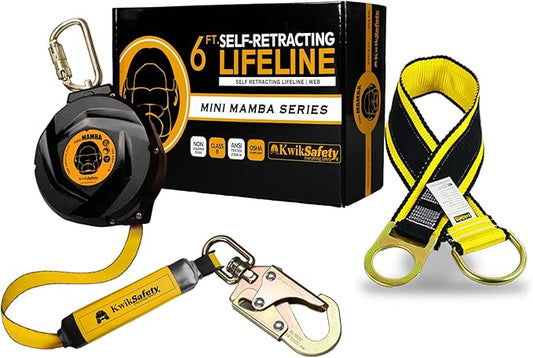 KwikSafety - 6' mini Mamba Self Retracting Lifeline [Combo] Class 1 Retractable Safety Lanyard SRL ANSI OSHA