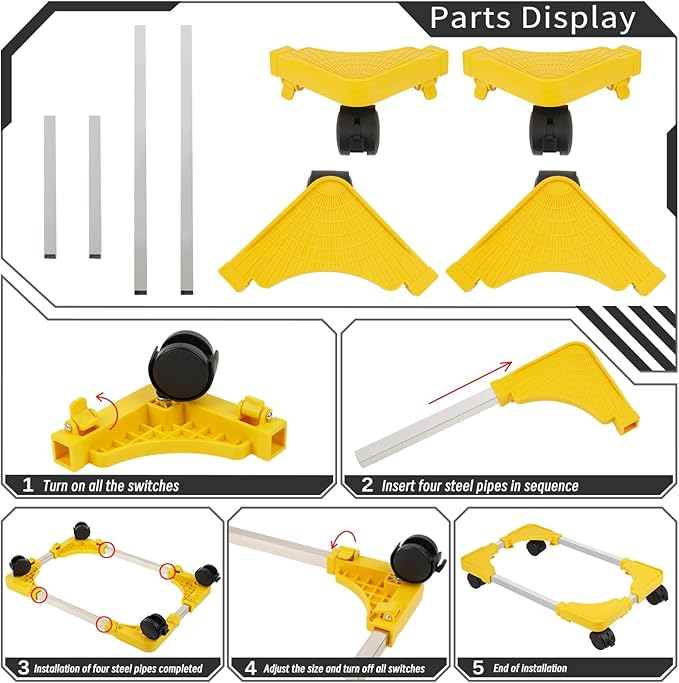Liitrton Mobile CPU Stand, Adjustable Computer Tower Stand with 4 Locking Casters,Ventilated PC Stand for Floor with Multiple Colors, Fits Most PC Tower Under Desk Stand for Office Gamers (Yellow)