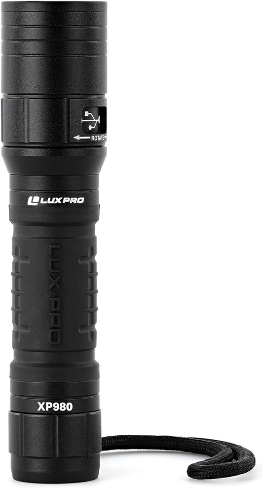 LUXPRO XP980 Pro Series Rechargeable Utility LED Flashlight - 760 Lumens - Bright Flashlight with 24.5-Hour Run time & Ergonomic Handle