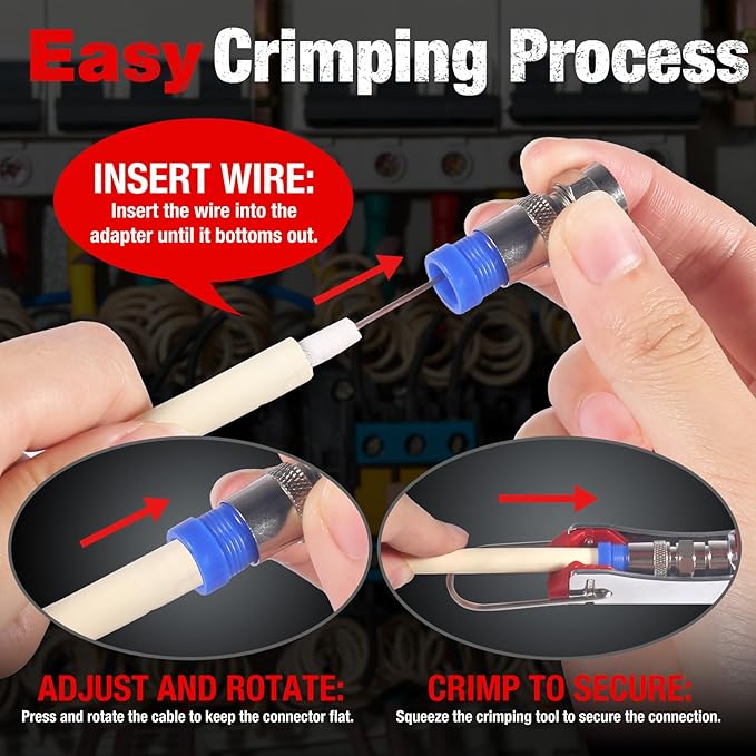 3-in-1 Coaxial Cable Crimper and Repair Kit for RG59, RG6, RG11, and RG7 with Adjustable Wire Stripper and 20 F-Type Connectors – Ideal for Satellite TV and Home Networking