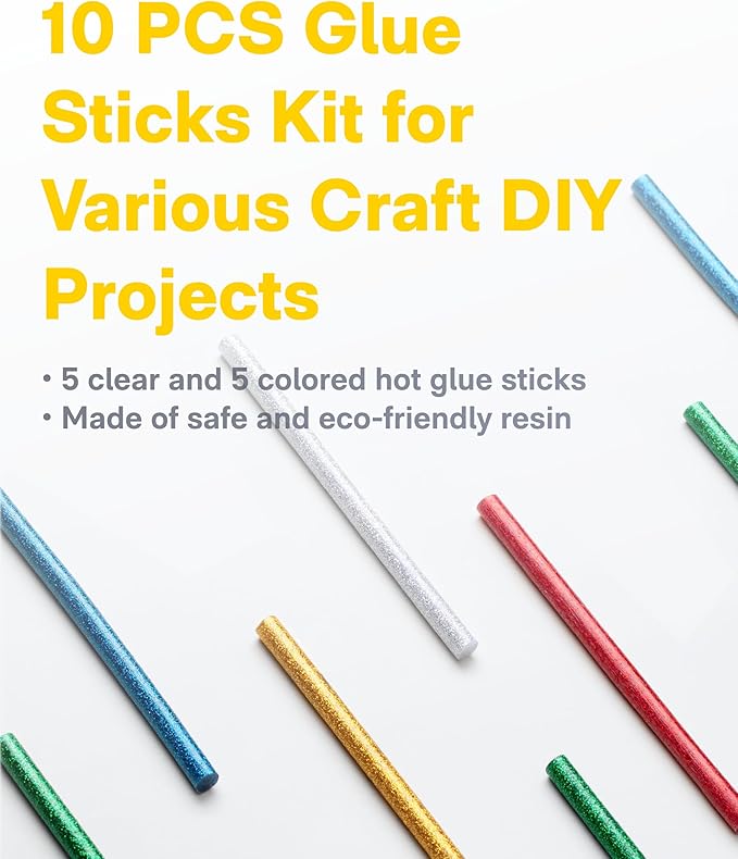 HOTO Cordless Hot Glue Gun, 30s Fast Preheating, Dual Anti-Scald & Anti-Drip Nozzle, Smart Power-Off, 2000mAh USB-C Rechargeable, 10 Mini Glue Sticks for Crafts, DIY Arts, Home Repairs