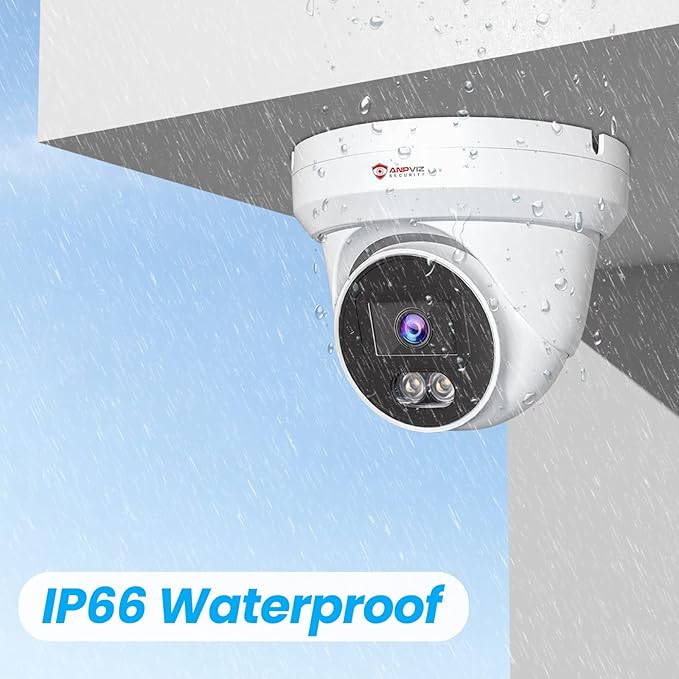 Anpviz 4K PoE Camera Turret 8MP IP Camera Outdoor, PoE Security Cameras with AI Human Vehicle Detection, 100FT Smart Dual Light Color Night Vision, Built-in Mic, IP66 Waterproof (U Series)