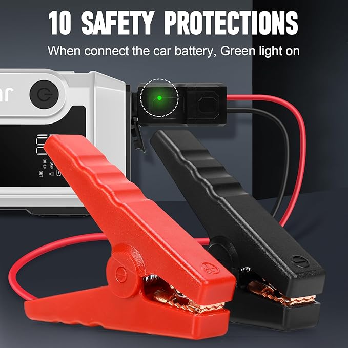 Car Battery Jump Starter 4000A Peak, Portable Battery Jumper Starter Up to 8.0L Gas & 6.0L Diesel Engines, 12V Car Jumper Battery Pack Charger with Flashlight