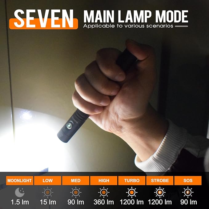 S22 2AA Tactical EDC Dual Mode Flashlight Rechargeable,1200 High Lumen Pocket Flashlight with Magnet,Dual Switch Mini LED Flashlight and Side Light COB Light 4 Mode, 365nmUV