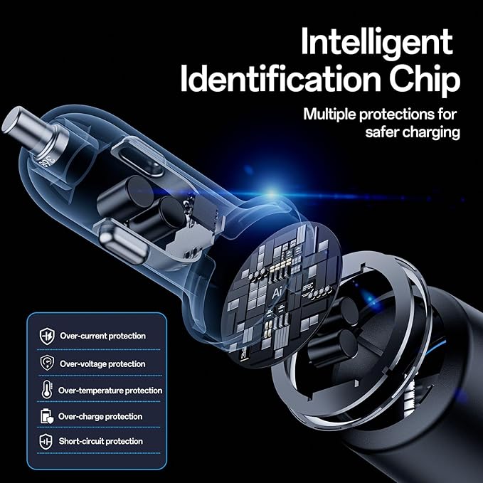 USB C Car Charger Fast Charging 200W, Dual PD 100W Type C Car Charger, PD3.0/QC4.0/PPS Cigarette Lighter Adapter for iPhone 16/15/14/13/12, Galaxy S22/S21 Ultra, MacBook, Laptop etc