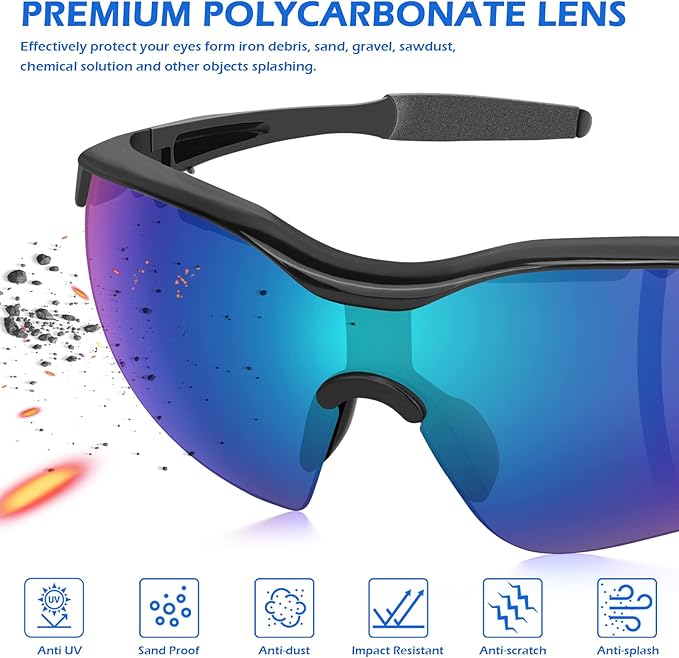 OXG Safety Glasses for Men Women, Impact & Scratch Resistant ANSI Z87.1 Safety Goggles Eye Protection UV-Block