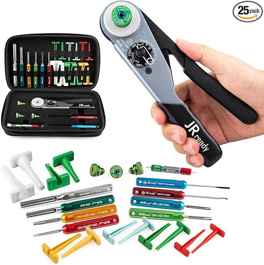JRready 25Pcs ST2173 Deutsch Connectors Tool Kit, ACT-HDT Crimp Tool for Deutsch Size 12#16#20# Solid Contact Connectors with Deutsch Pin Removal Tools Kit for 4#8#12#16#20# Contacts