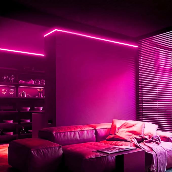 iNextStation Pink LED Strip Lights, 16.4ft Neon Rope Lights with Adapter, 12V Cuttable LED Neon Flex Light, Waterproof Silicone Neon Light Strip for Bedroom Gaming Room Wall Party Decor