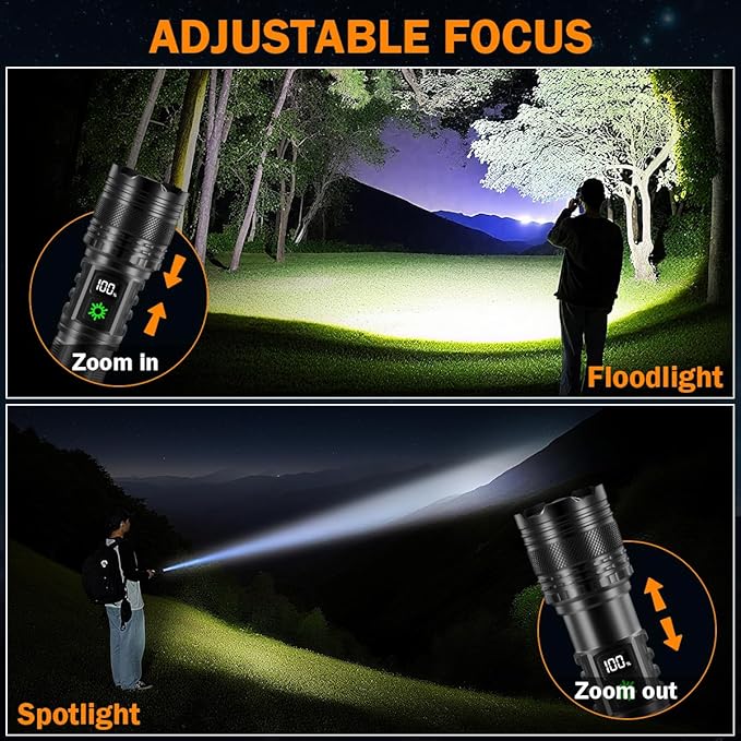 3Pack Rechargeable Flashlights High Lumens 9900FL, LED Flashlight Rechargeable with LCD Digital Display, 5Modes Adjustable Flash Light, Super Bright Flashlight Powerful, Tactical Flashlights for Home