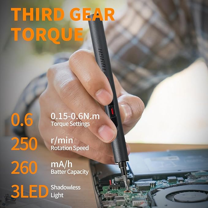 Mini Electric Screwdriver Set,Precision Electric Screwdriver， With 28-in-1 Magnetic Bits, 3 Gears Torque, 3LED light，Overload Protection, high torque，Repair Tool Set for Phone Camera Laptop