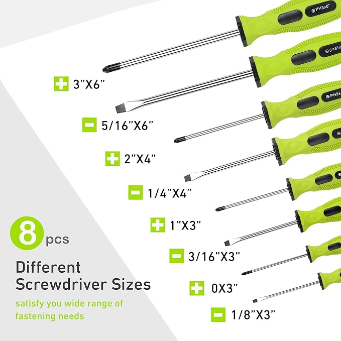 FASTPRO 12-Piece Magnetic Screwdrivers Set with Slotted Phillips Screwdrivers and Precision Screwdrivers, Repair Tool Kit with Storage Bag, Green