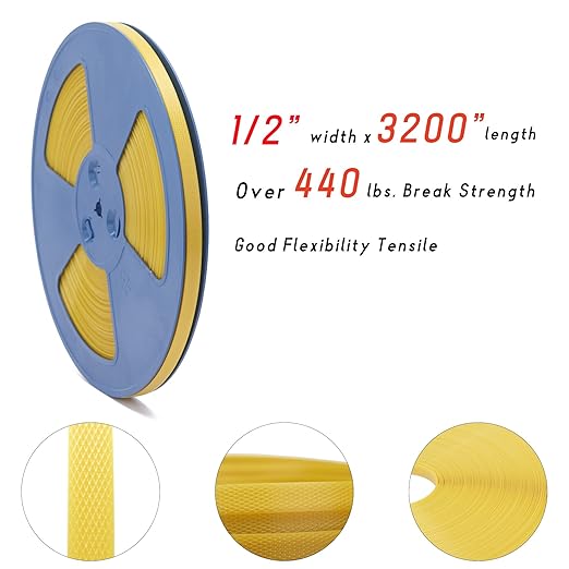 Banding Strapping Kit - Pallet Packaging Strapping Tool with Sealer Tools, 328' Length x 1/2" Wide, 100 Metal Seals Included - Durable Poly Strapping Kit a