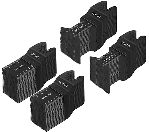 LEILUO 100 Pcs Multitool Blades Set for Wood Oscillating Saw Blades Universal Oscillating Tool Accessories with Storage Bag Compatible with DeWalt Makita Dremel and More