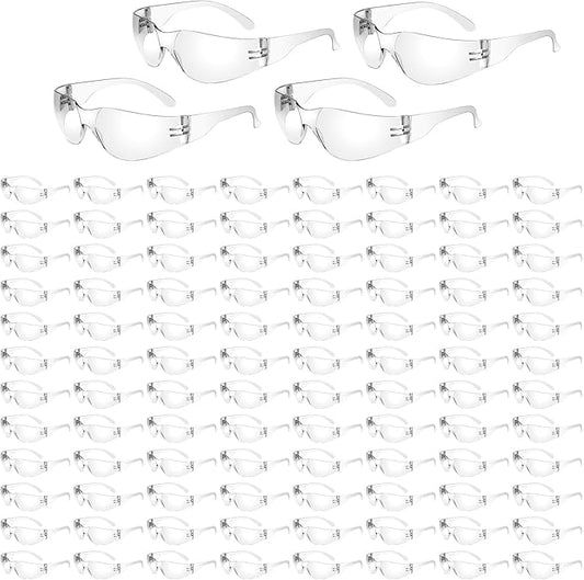 WFEANG Safety Glasses (Bulk 100-Pack) - Eye Protection Glasses with ANSI Z87.1, Scratch & Impact Resistant Protective Eyewear for Work, Lab, Construction