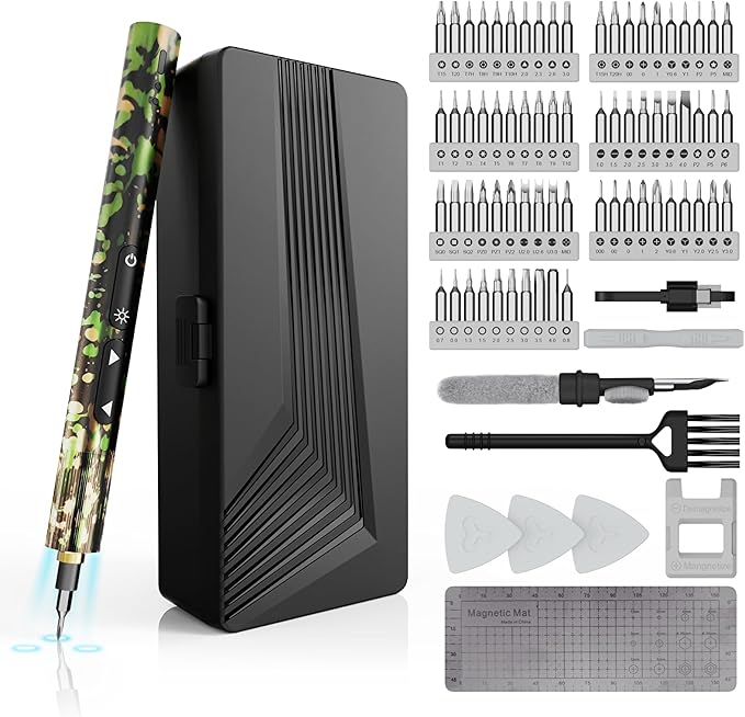 Electric Screwdriver Set 78 in 1 - Mini Precision Screwdriver With 70 Bits, Rechargeable Power Screwdriver Kit for Electronics - Green