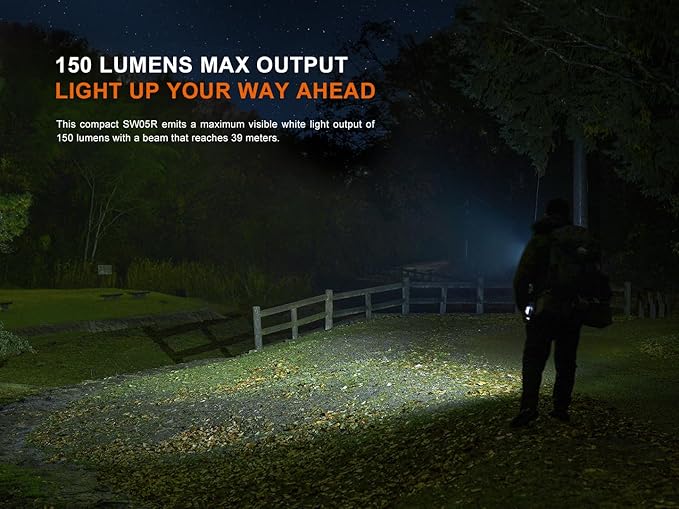 Fenix SW05R-RED Clip On Flat Body swival Flashlight with Red Light with EdisonBright Accessory case Bundle (Black)