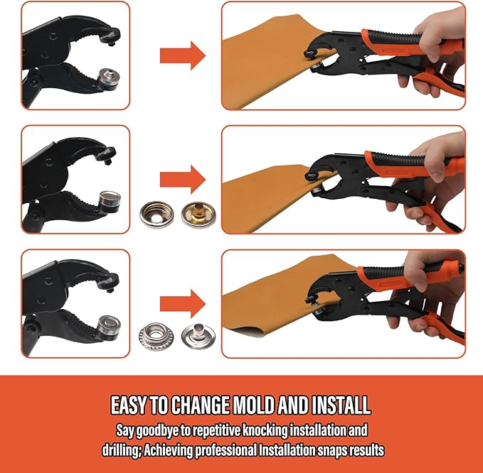 Coowolf Heavy Duty Snap Button Kit, Metal Snap Fasteners Kit Tool with 60 Set Installation or Repair Stainless Snaps for Fabric, Boat Cover, Canvas, Tarp, Clothes